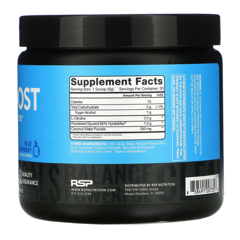 RSP Nutrition, Pump Boost, Blue Raspberry, 6,4 oz (180 g)