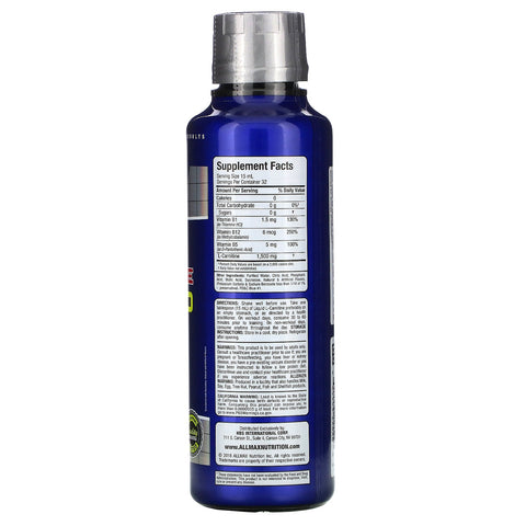 ALLMAX Nutrition, flydende L-carnitin 1500, blå hindbær, 16 oz (473 ml)