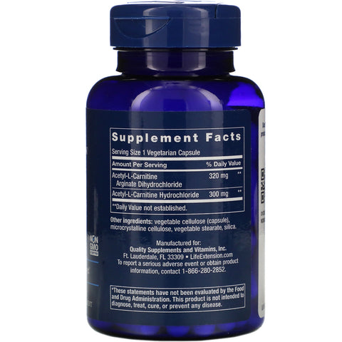 Life Extension, Acetyl-L-Carnitin Arginate, 90 vegetariske kapsler
