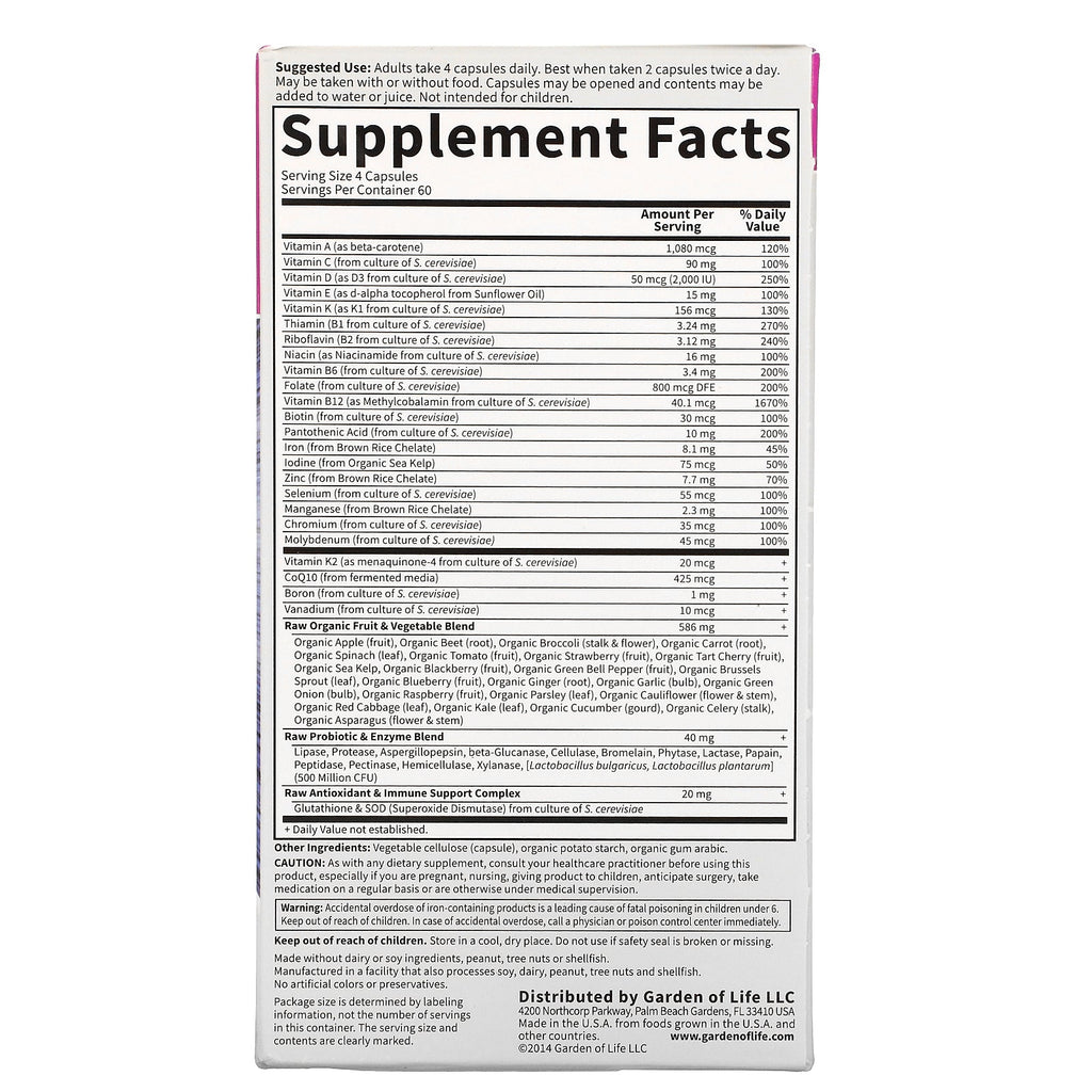 Livets Have, Vitaminkode Kvinder, Fuldkost Multivitamin, 240 vegetariske kapsler