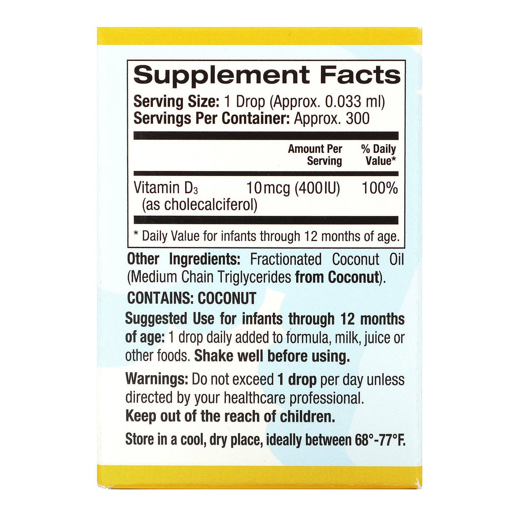California Gold Nutrition, Baby Vitamin D3-dråber, 400 IE, 0,34 fl oz (10 ml)