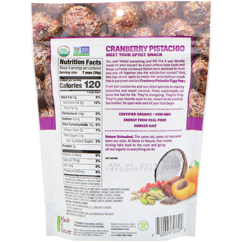 Made in Nature, Figgy Pops, Tranebær Pistacie Supersnacks, 4,2 oz (119 g)