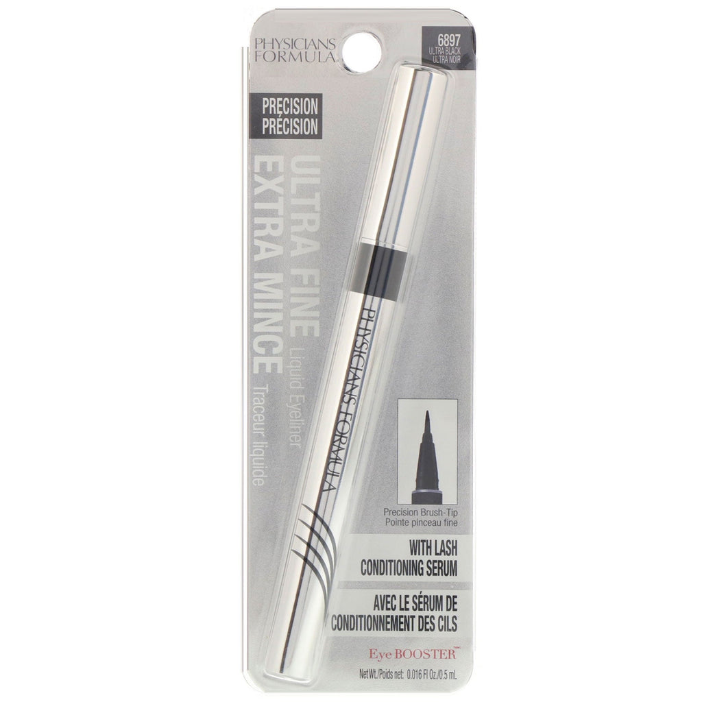 Physicians Formula, Eye Booster, Ultra Fin Liquid Eyeliner med Lash Conditioning Serum, Ultra Black, 0,016 fl oz (0,5 ml)