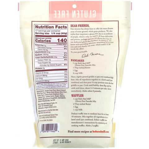 Bob's Red Mill, mezcla para panqueques, sin gluten, 24 oz (680 g)