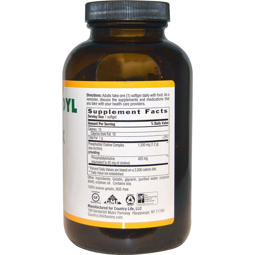 Country Life, Phosphatidyl Choline Complex, 1200 mg, 200 Softgels