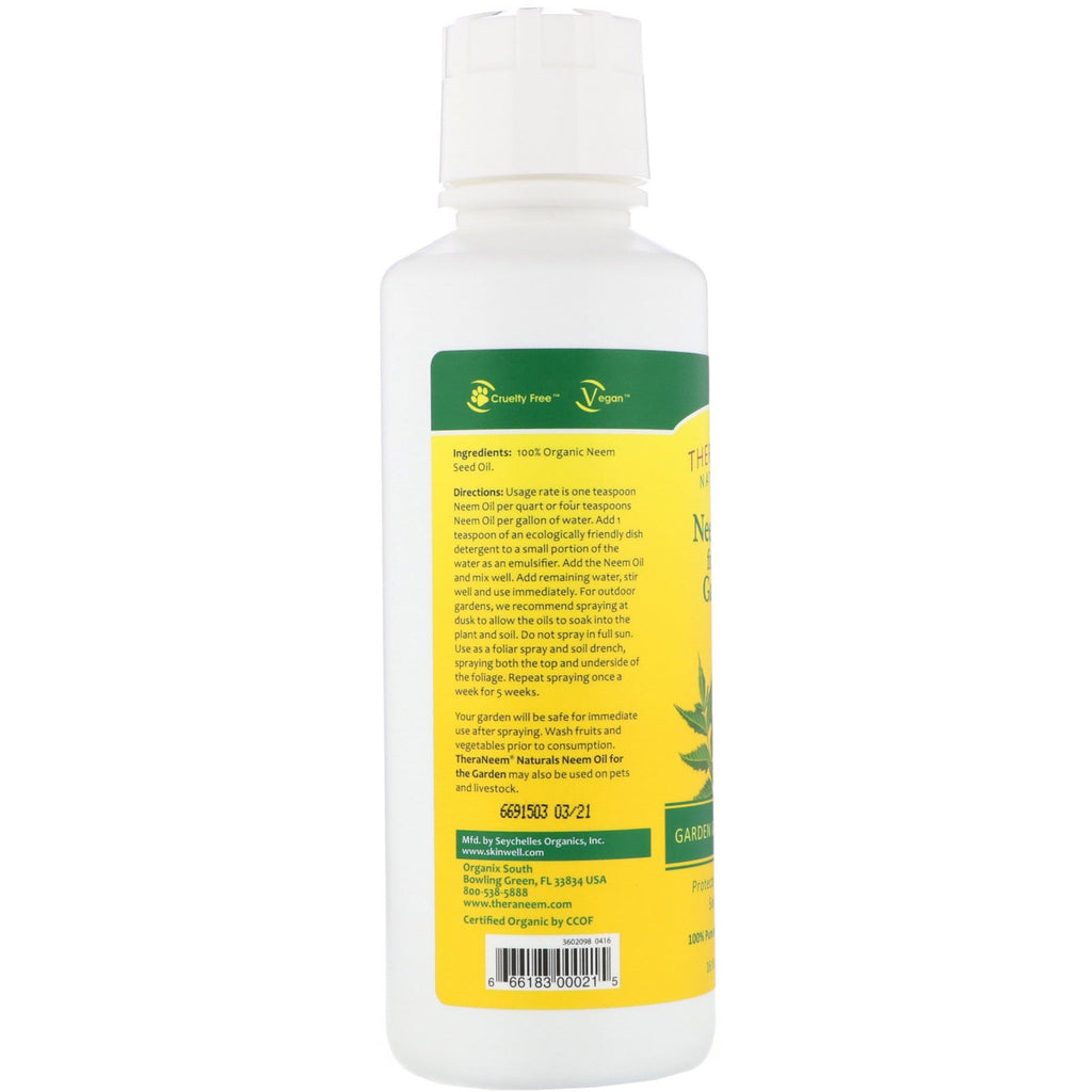 Organix South, TheraNeem Naturals, Neem Oil til haven, haven og stueplanter, 16 fl oz (480 ml)