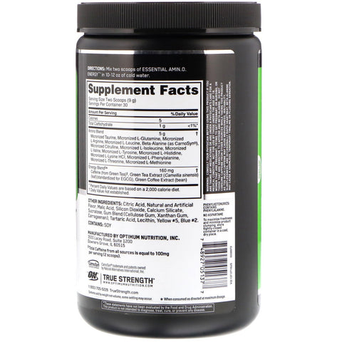 Optimal ernæring, ESSENTIAL AMIN.O. ENERGI, citronlime, 270 g (9,5 oz)