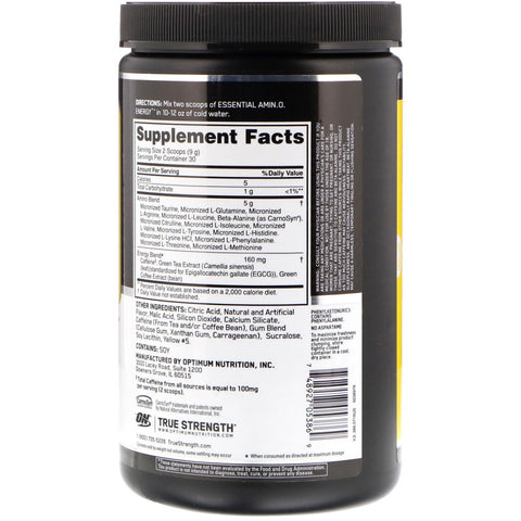 Optimal ernæring, ESSENTIAL AMIN.O. ENERGI, ananas, 9,5 oz (270 g)