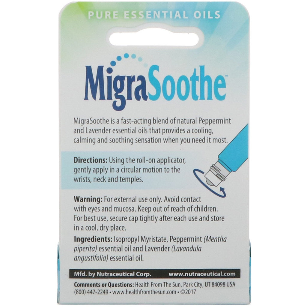 Health From The Sun, MigraSoothe Roll-On, Lavendel &amp; Pebermynte, 1 Rollerstick, 0,1 fl oz (3 ml)