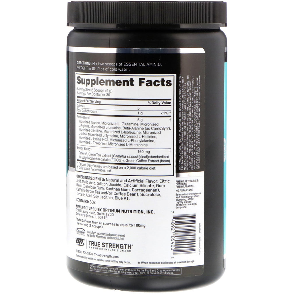 Optimum Nutrition, ESSENTIAL AMIN.O. ENERGY, Blueberry Mojito Flavor, 9.5 oz (270 g)