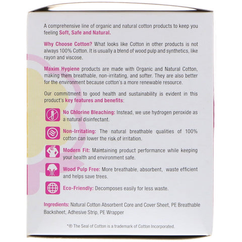 Maxim hygiejneprodukter, ultratynde bevingede puder, almindelige, 10 puder