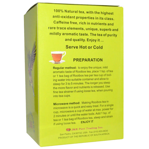 J&R Port Trading Co., Green Rooibos, koffeinfri, 40 teposer, 3,53 oz (100 g)