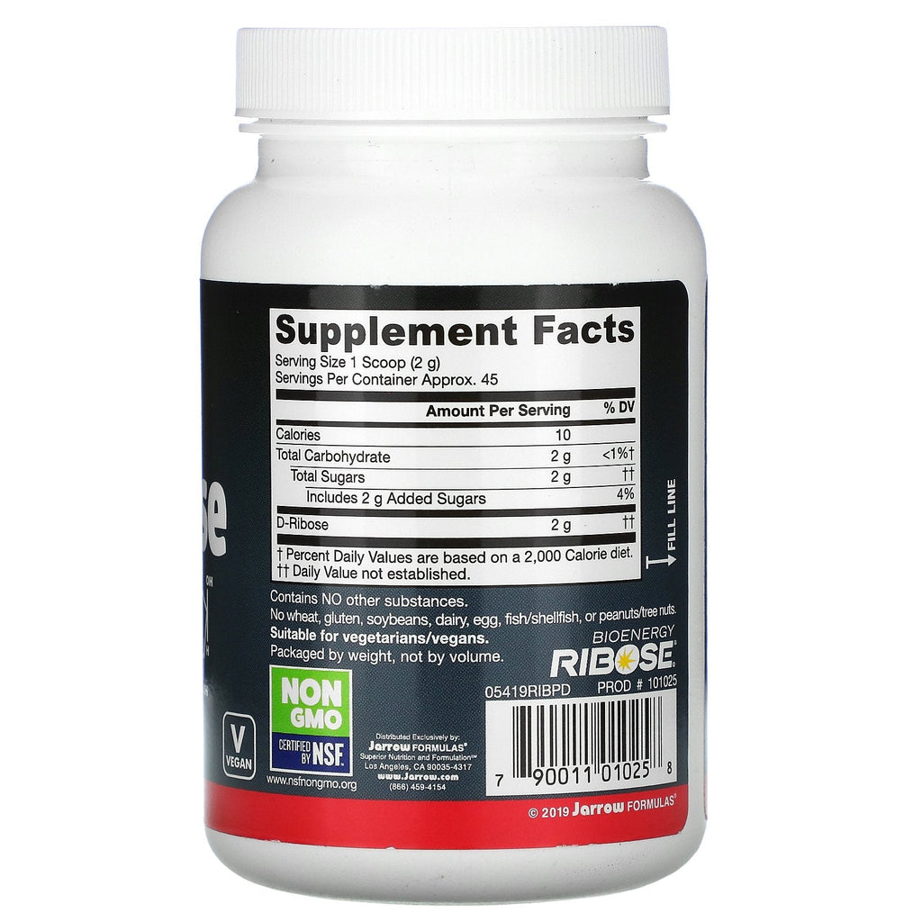 Jarrow Formulas, D-ribosa, 3,5 oz (100 g) en polvo