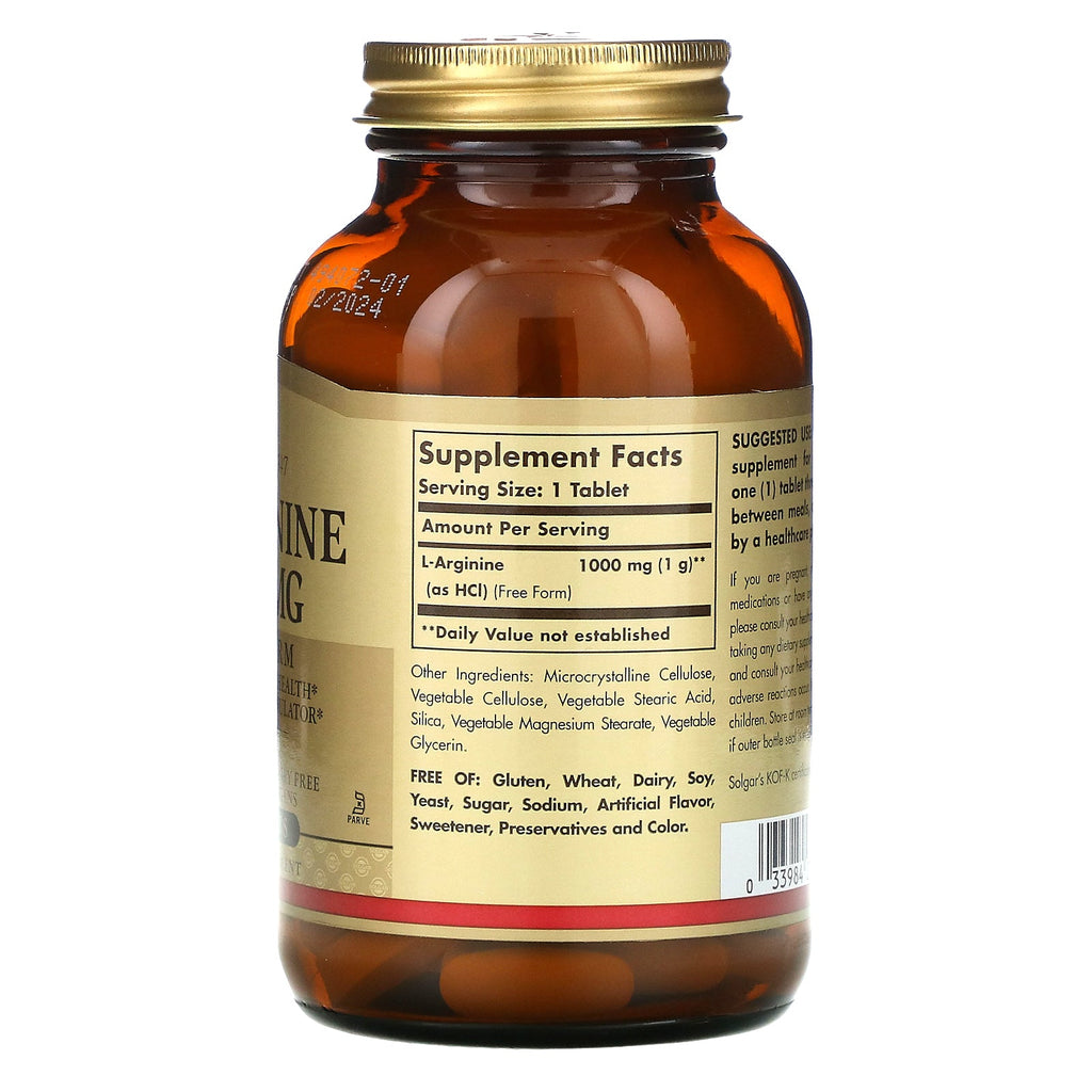 Solgar, L-Arginine, Free Form, 1,000 mg, 90 Tablets