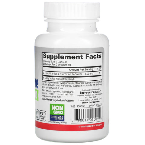 Jarrow Formulas, L-Carnitin 500, 500 mg, 50 Veggie Caps
