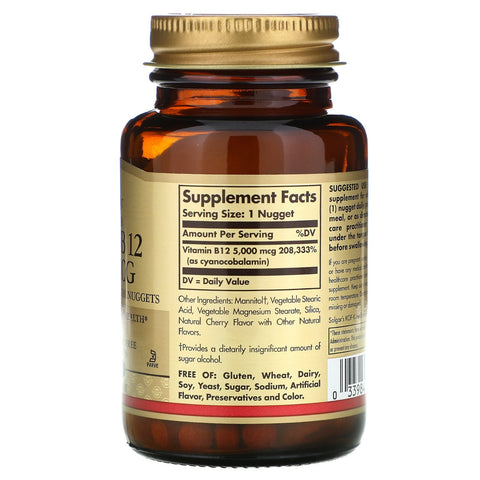Solgar, sublingualt vitamin B12, 5.000 mcg, 60 nuggets