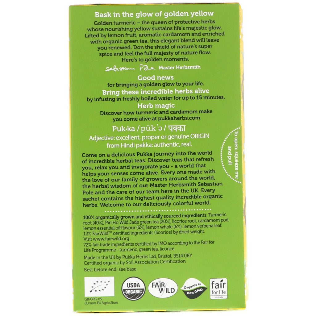 Pukka Urter, Gurkemeje Glow Tea, 20 teposer, 1,27 oz (36 g)
