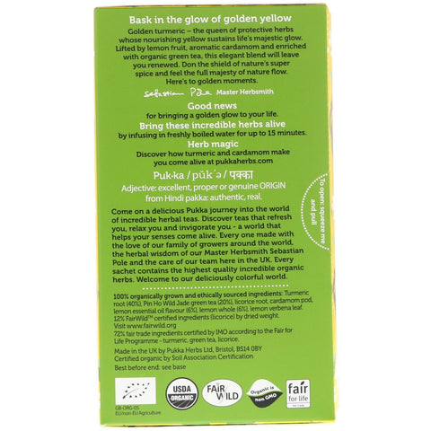 Pukka Urter, Gurkemeje Glow Tea, 20 teposer, 1,27 oz (36 g)