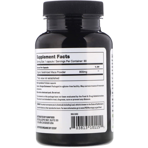 Solmad, gelatinerede Maca-kapsler, 800 mg, 90 kapsler