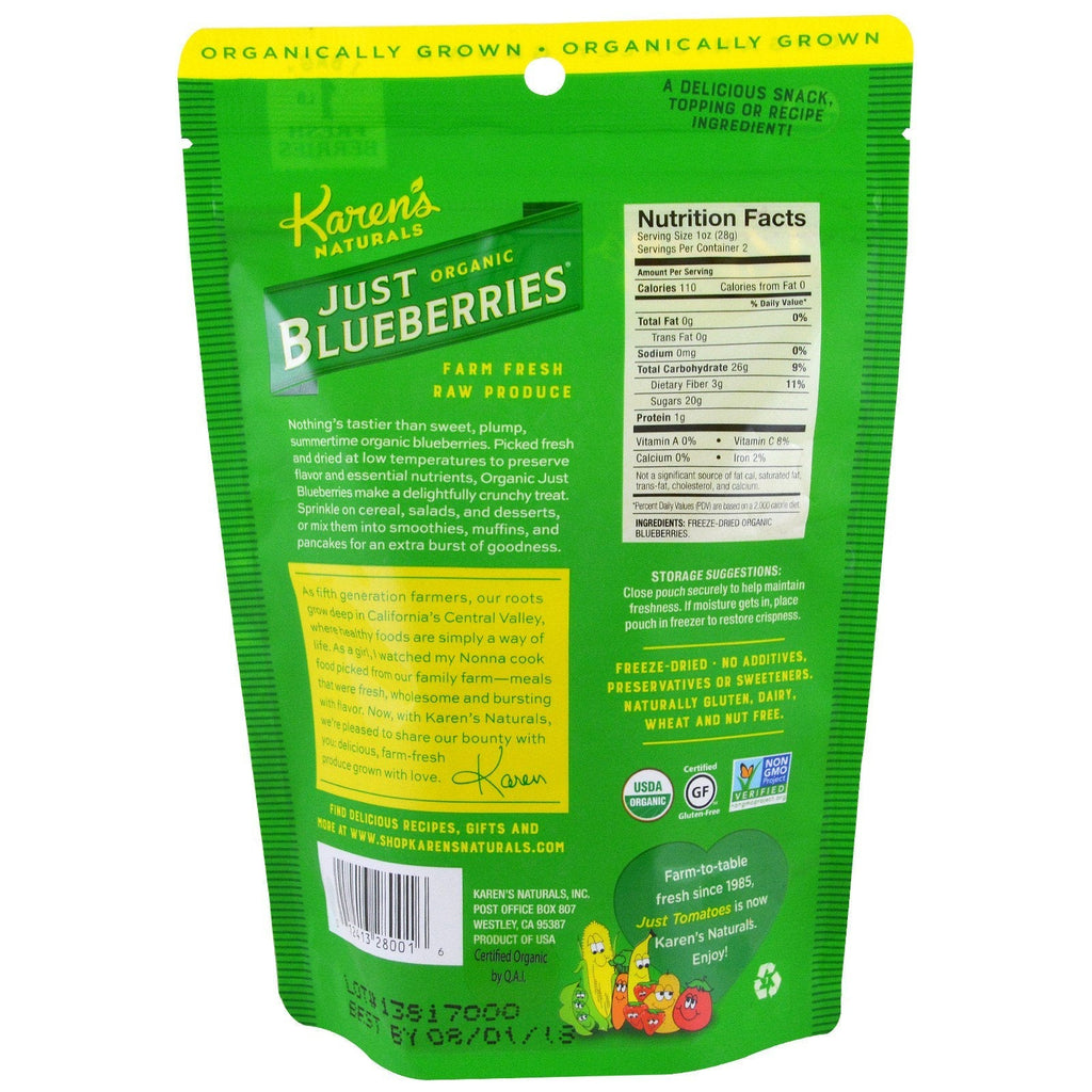 Karen's Naturals, bare blåbær, frysetørret frugt, 2 oz (56 g)