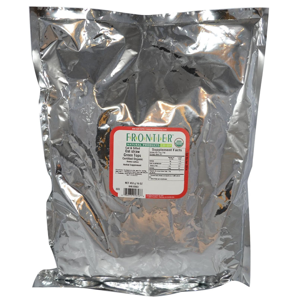 Frontier Natural Products, skåret og sigtet havrehalmgrønne toppe, 16 oz (453 g)