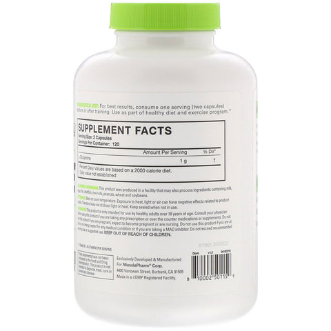MusclePharm, Essentials, Glutamin, 240 kapsler