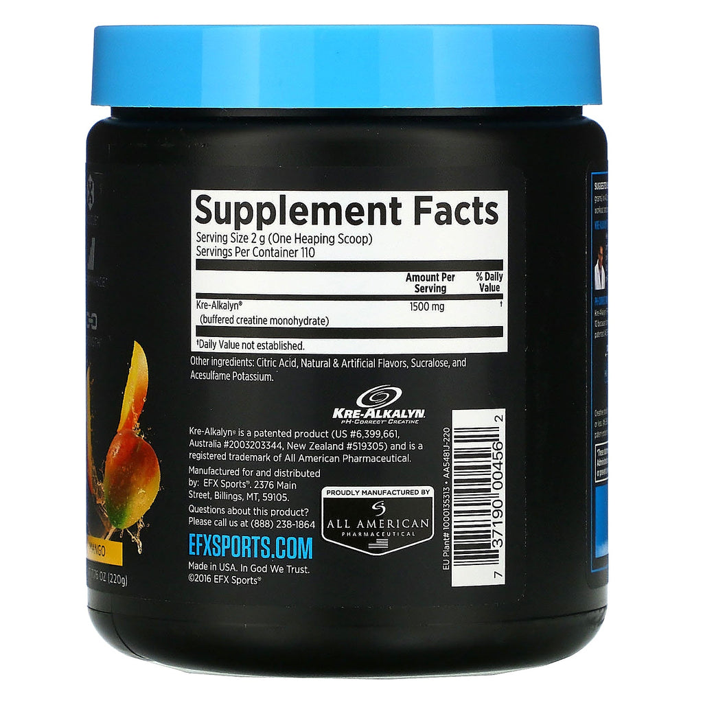 EFX Sports, Kre-Alkalyn EFX Pulver, Mango, 7,76 oz (220 g)