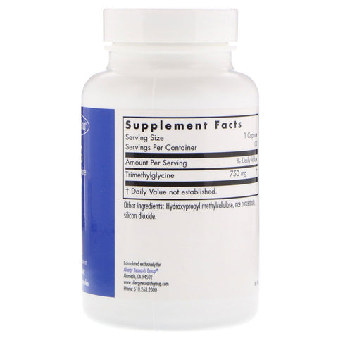 Allergy Research Group, TMG Trimethylglycin, 100 vegetariske kapsler