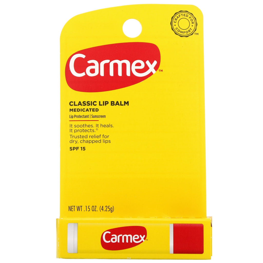 Carmex, klassisk læbepomade, medicinsk, SPF 15, 0,15 oz (4,25 g)