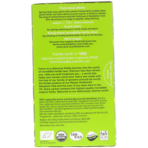 Pukka Urter, Clean Matcha Green, 20 poser med grøn te, 0,05 oz (1,5 g) hver