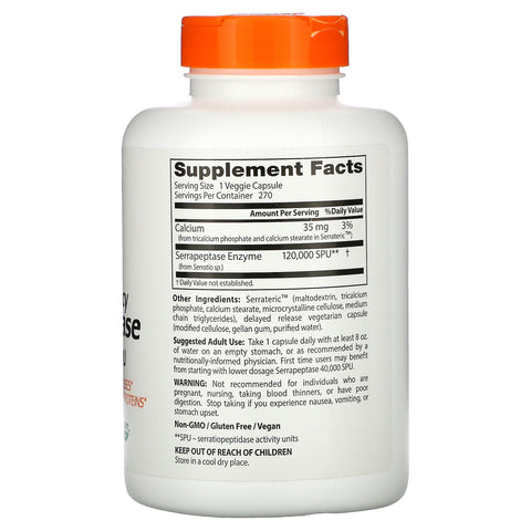 Doctor's Best, High Potency Serrapeptase, 120,000 SPU, 270 Veggie Caps