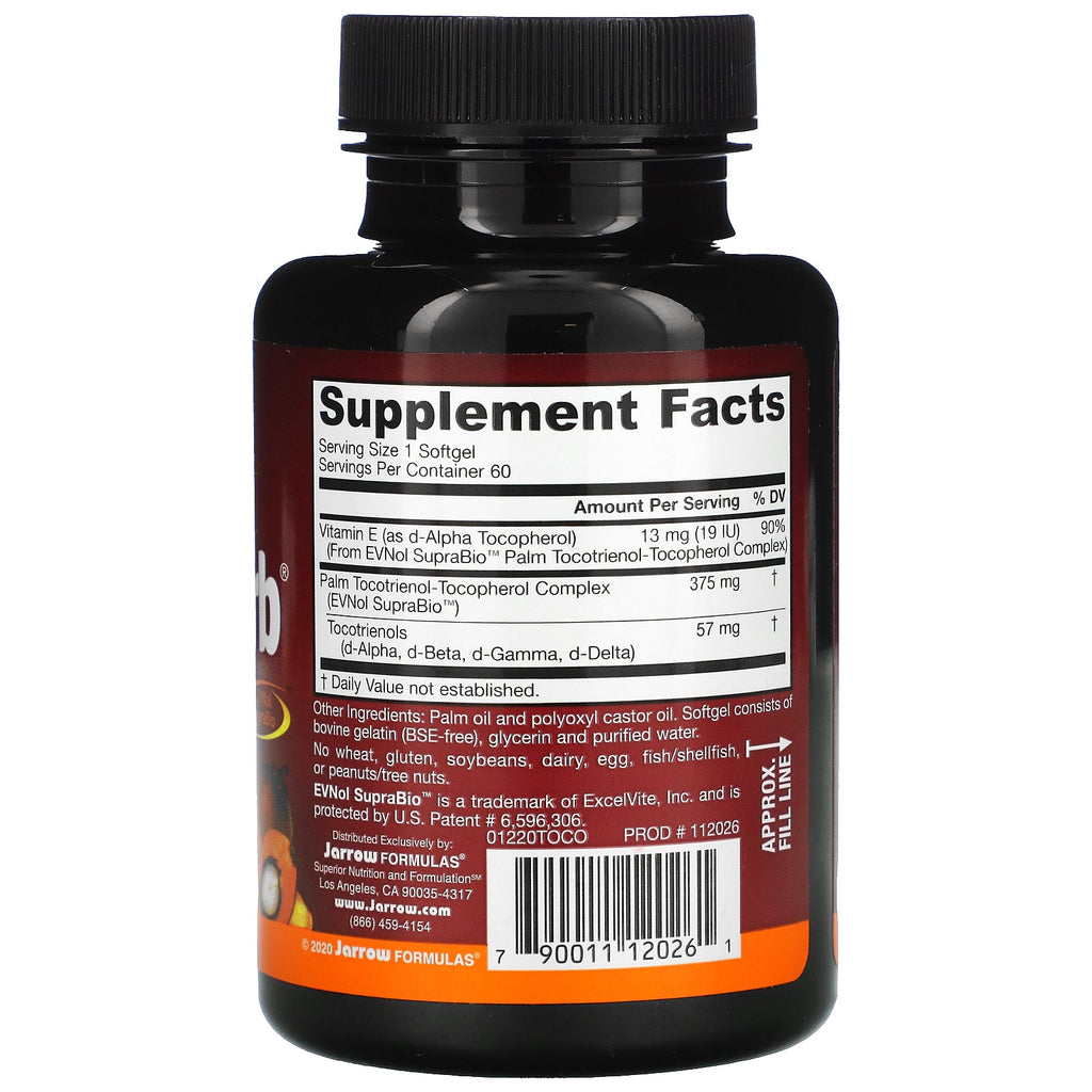 Jarrow Formulas, Toco-Sorb, Blandede Tocotrienols og Vitamin E, 60 Softgels