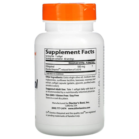 Doctor's Best, Ubiquinol med Kaneka, 100 mg, 60 Softgels