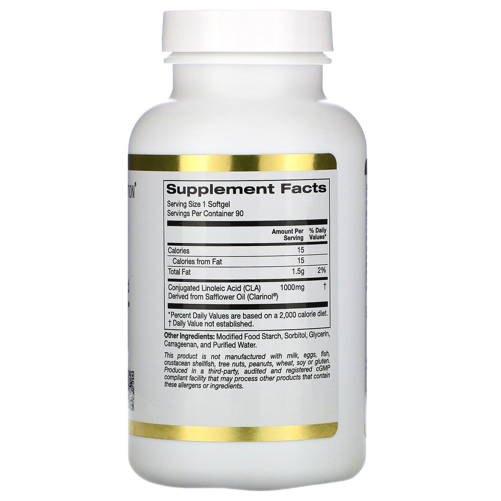 California Gold Nutrition, CLA, Clarinol, konjugeret linolsyre, 1.000 mg, 90 softgels