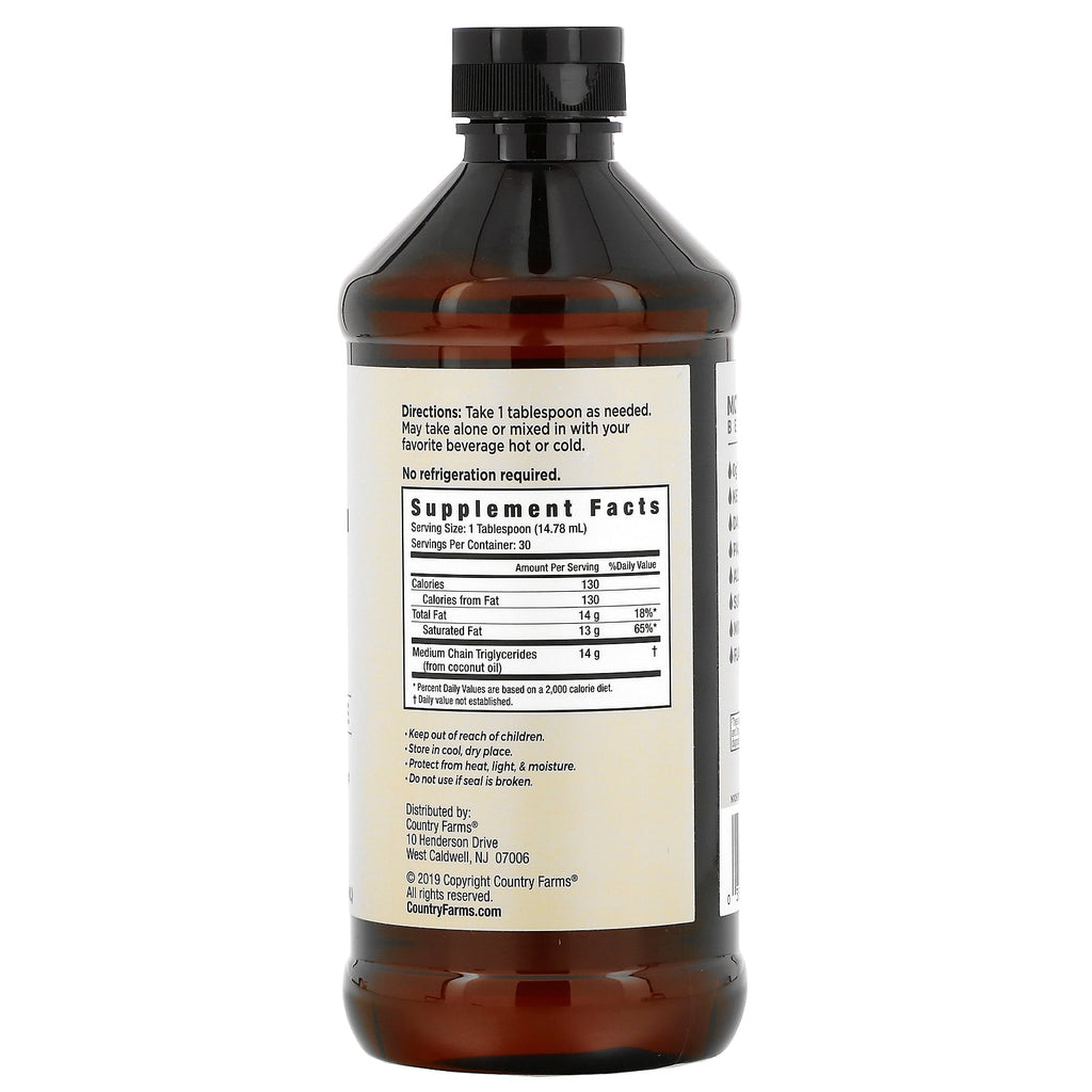 Country Farms, MCT-olie, 100 % kokosnøddekilde, 15 fl oz (443 ml)