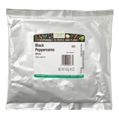 Frontier Natural Products, granos de pimienta negra enteros, 16 oz (453 g)