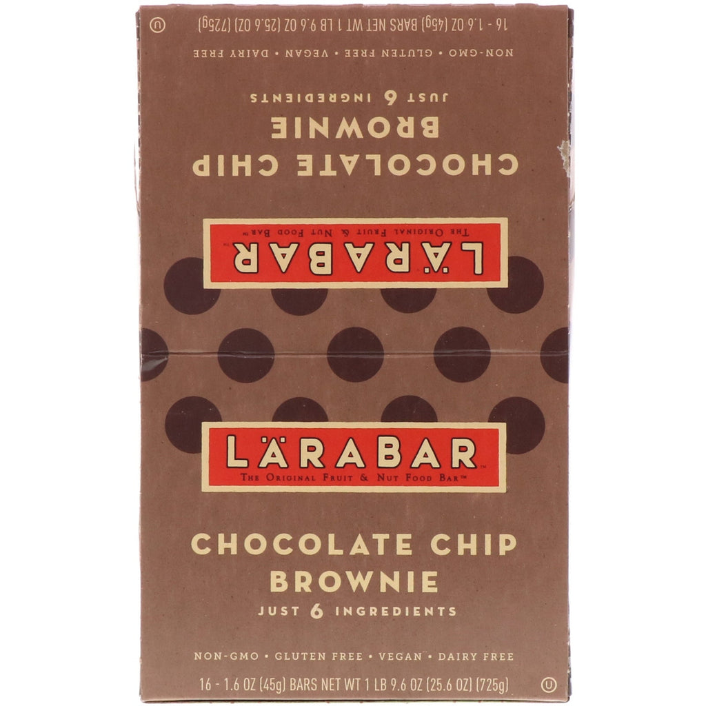 Larabar, The Original Fruit &amp; Nut Food Bar, Chocolate Chip Brownie, 16 barer, 1,6 oz (45 g) hver