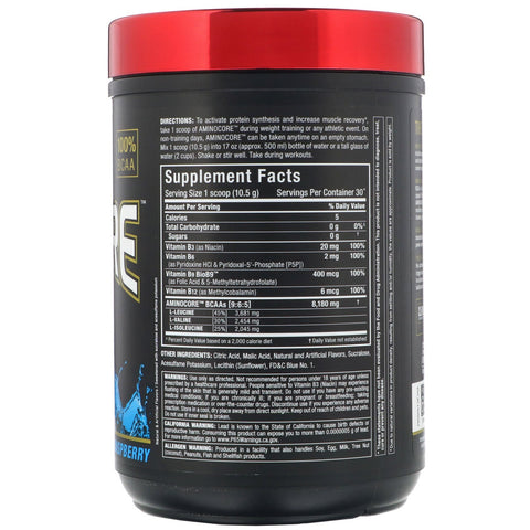 ALLMAX Nutrition, AMINOCORE BCAA, blå hindbær, 0,69 lbs (315 g)