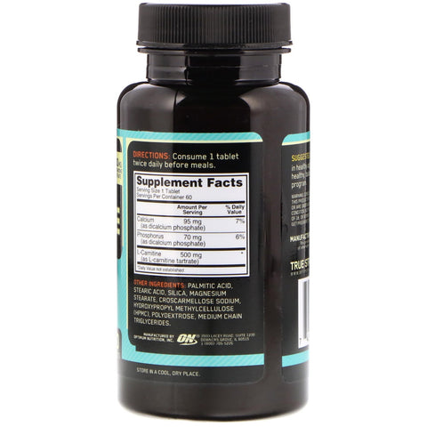 Optimal ernæring, L-carnitin, 500 mg, 60 tabletter
