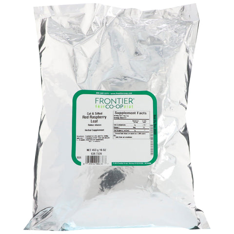 Frontier Natural Products, skåret og sigtet røde hindbærblade, 16 oz (453 g)