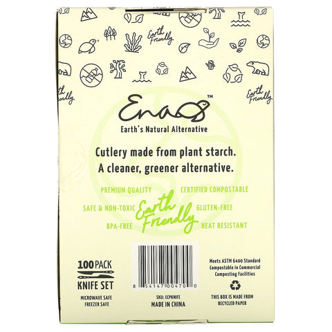 Earth's Natural Alternative, cuchillos compostables, paquete de 100