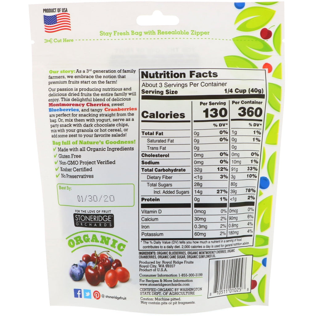 Stoneridge Orchards, blandede bær, 4 oz (113 g)