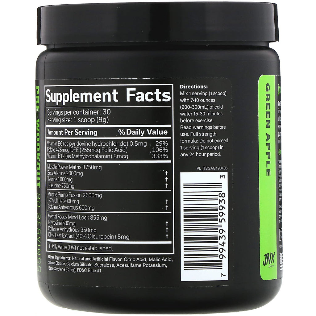JNX Sports, The Shadow, Pre-Workout, Green Apple, 9,5 oz (270 g)