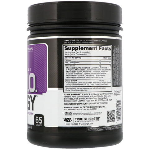 Optimal ernæring, ESSENTIAL AMIN.O. ENERGY, Concord Grape, 1,29 lbs (585 g)