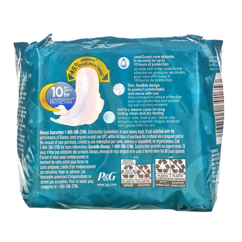 Altid, ultratynd med vinger, størrelse 4, natten over, 14 puder