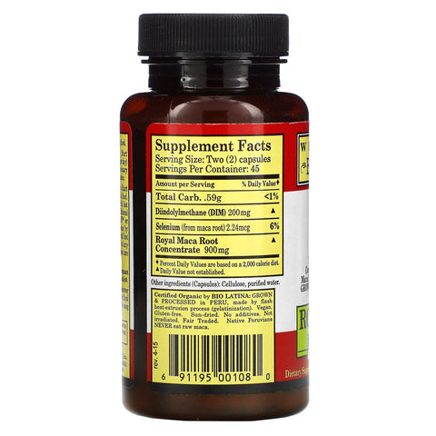 Whole World Botanicals, Royal Maca Plus til kvinder, 500 mg, 90 vegetariske kapsler