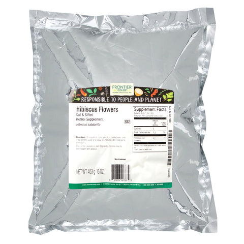 Frontier Natural Products, afskårne og sigtede hibiscusblomster, 16 oz (453 g)