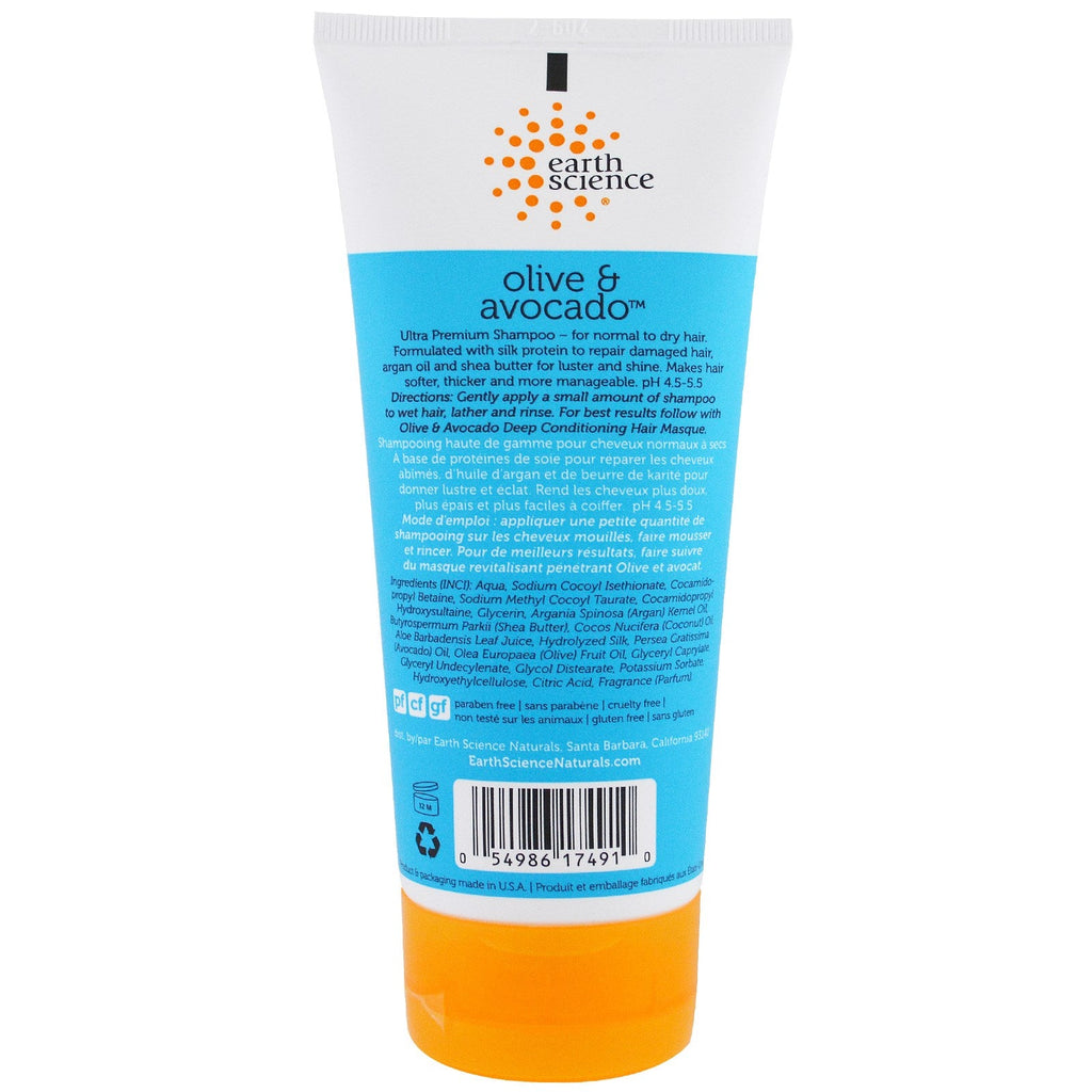 Earth Science, superkoncentreret shampoo, oliven og avocado, 6 fl oz (177 ml)