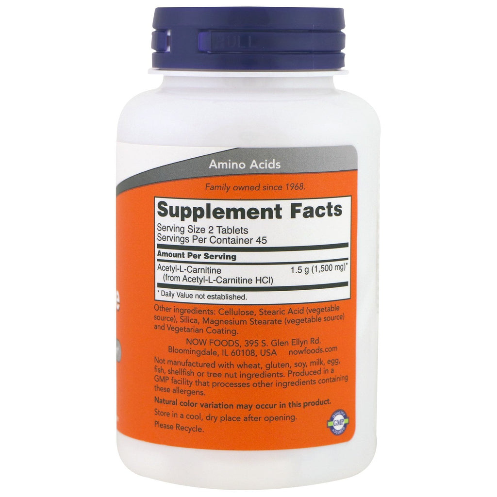Now Foods, Acetyl-L Carnitine, 750 mg, 90 Tablets