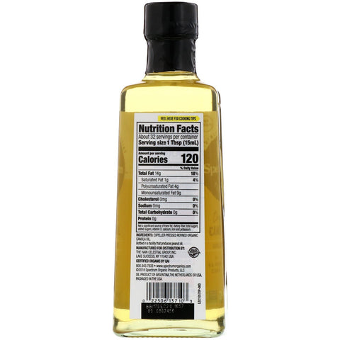 Spectrum Culinary, Aceite de canola, Expeller refinado, 16 fl oz (473 ml)